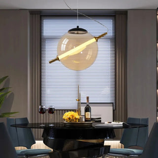 DARONTE Modern Golden Pendant Ceiling Light with Transparent Globe – view 2