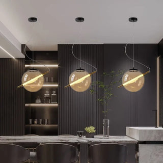 DARONTE Modern Golden Pendant Ceiling Light with Transparent Globe – view 4