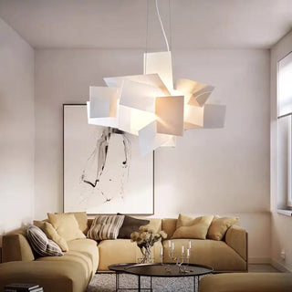 Red and white geometric pendant lamp, modern hanging ceiling light for living room