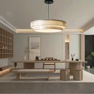 BETINAS Modern Round Beige Fabric Ceiling Light – view 5