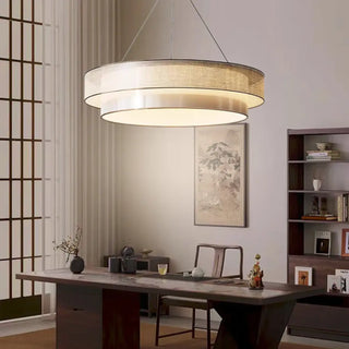BETINAS Modern Round Beige Fabric Ceiling Light – view 1