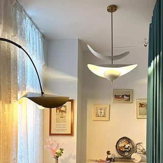 Designer sculptural white pendant ceiling fixture, modern elegant hanging lamp