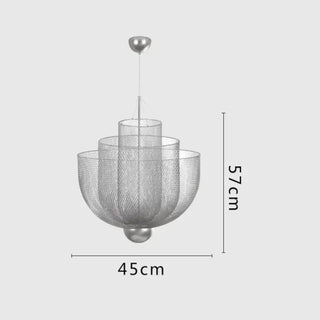 Contemporary silver metal pendant light, sculptural modern living room ceiling