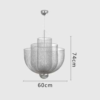 Designer sculptural pendant lamp, silver metal modern living room ceiling light