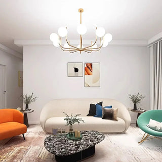 Modern white glass globe pendant lamp, elegant suspension ceiling hanging light