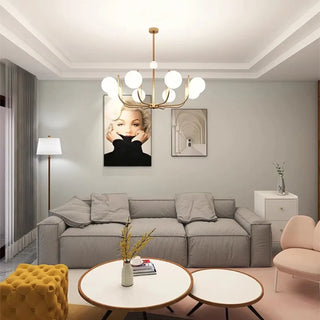 Contemporary glass globe pendant light, elegant white modern ceiling fixture