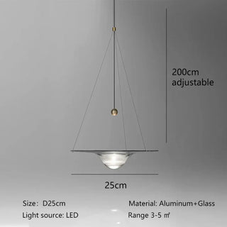 Modern aluminum glass pendant ceiling lamp, LED easy install hanging light