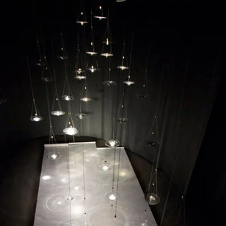 LED glass pendant light with aluminum frame, modern easy install hanging ceiling lamp