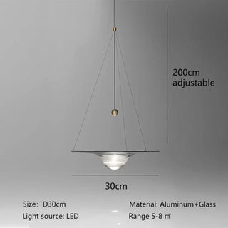 Aluminum glass LED pendant ceiling lamp, modern easy install hanging light