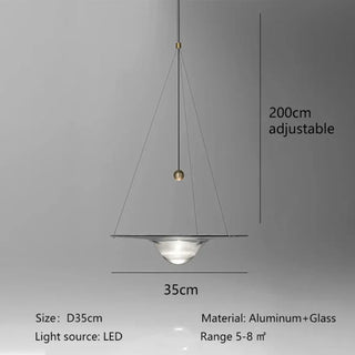 LED aluminum glass pendant ceiling lamp, modern easy install hanging light fixture