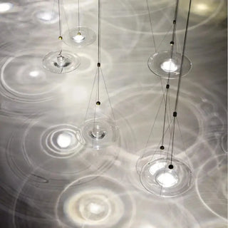 Modern LED pendant light in aluminum and glass, easy install hanging ceiling fixture