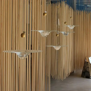 Modern LED pendant light with aluminum and glass, easy install hanging ceiling lamp