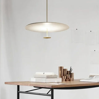 Modern dining room flat disc pendant lamp, acrylic diffuser stylish ceiling light