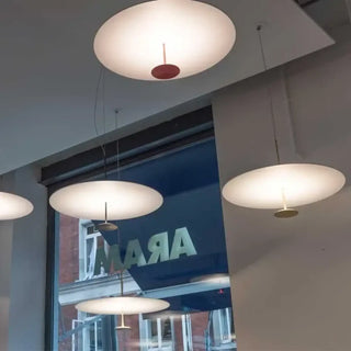 Contemporary flat disc pendant light, acrylic diffuser stylish dining room ceiling