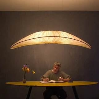 PLIGED Modern Fabric Beige Elongated Unique Ceiling Light – view 3
