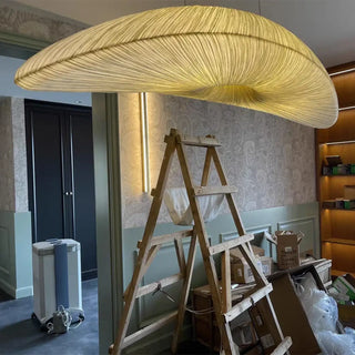PLIGED Modern Fabric Beige Elongated Unique Ceiling Light – view 9