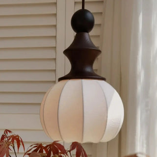 CEPLIS Modern White Fabric and Wood Design Ceiling Light – view 1