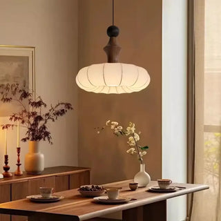 CEPLIS Modern White Fabric and Wood Design Ceiling Light – view 3