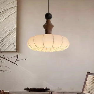 CEPLIS Modern White Fabric and Wood Design Ceiling Light – view 5