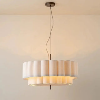 MINABE Modern Pleated Beige Fabric Elegant Ceiling Light – view 1
