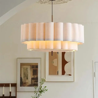 MINABE Modern Pleated Beige Fabric Elegant Ceiling Light – view 5