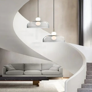 Elegant curved glass pendant light, modern designer ceiling hanging fixture