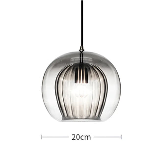 Elegant gold detail glass pendant light, modern living room ceiling hanging fixture