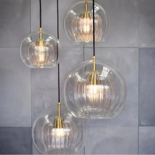Contemporary gold glass pendant light, modern elegant living room ceiling fixture