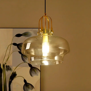DOCLAM Modern Glass and Gilded Metal Ceiling Light – view 2