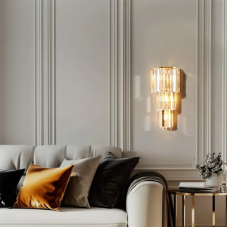 Modern gold glass wall sconce E14 LED acrylic – close-up detail