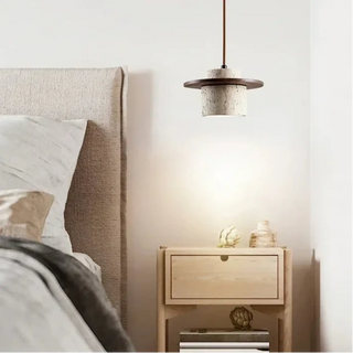 BODOS Natural Textured Stone and Wood Ceiling Light – view 2