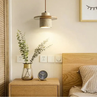 BODOS Natural Textured Stone and Wood Ceiling Light – view 4
