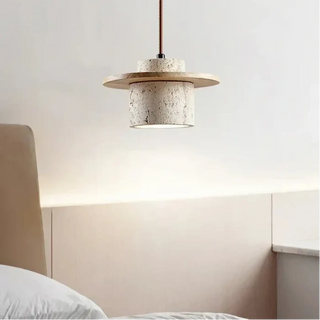 BODOS Natural Textured Stone and Wood Ceiling Light – view 1