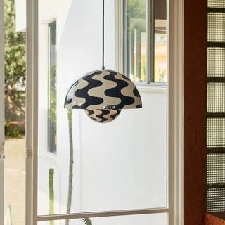 Zebra pattern black and white pendant lamp — dining room hanging fixture