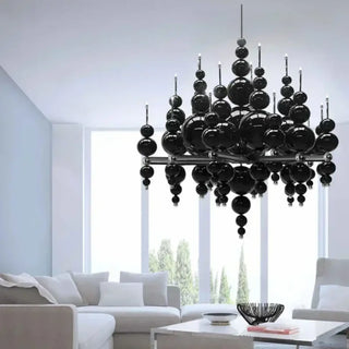 Elegant black pendant lamp close-up — luxury ceiling fixture