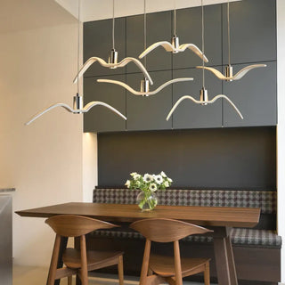 Modern minimalist bird pendant light, black LED ceiling hanging fixture