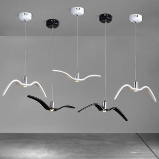 Minimalist black LED bird pendant light, modern ceiling hanging fixture