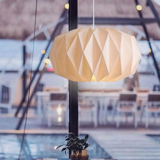 Scandinavian origami paper pendant lamp, white decorative ceiling hanging light