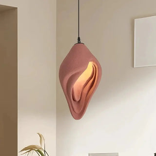 Cocoon pendant light, ochre red suspension warm ambient ceiling fixture