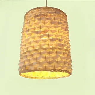 Japandi wicker pendant lamp, artisan natural woven ceiling hanging light