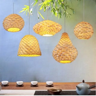 Lámpara Colgante de Mimbre Trenzado – Iluminación Estilo Japandi | Colgante Artesanal Natural