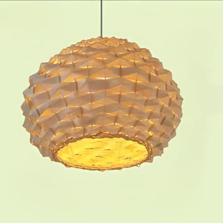 Japandi artisan pendant light, natural woven wicker ceiling hanging fixture