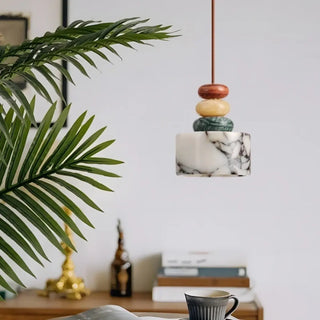 GAIA Marbled Stone and Mineral Beads Ceiling Light – view 2