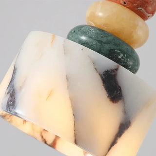 Colored stone pendant lamp, handcrafted natural warm ambient ceiling hanging light