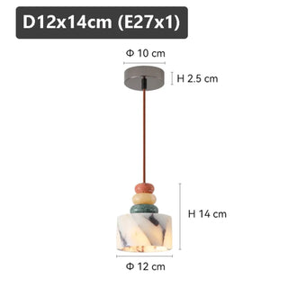 Handcrafted colored stone pendant light, natural warm ambient ceiling fixture