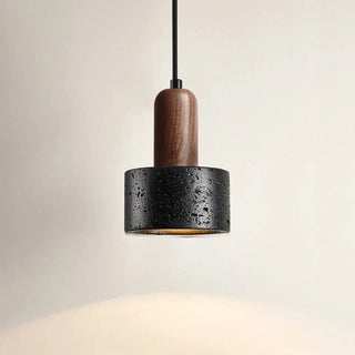 HOLE Black Stone Natural Wood Ceiling Light – view 2