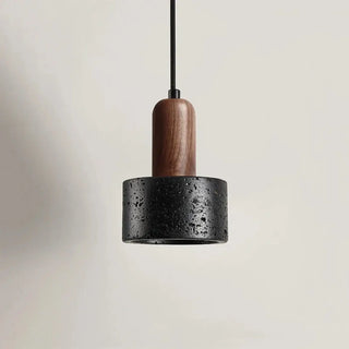 HOLE Black Stone Natural Wood Ceiling Light – view 3
