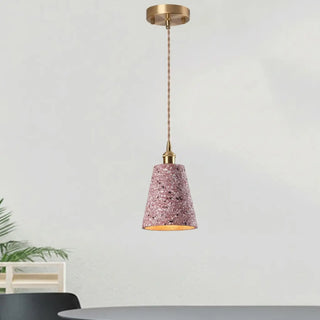 Terrazzo stone pendant light, vintage warm ambient hanging ceiling lamp