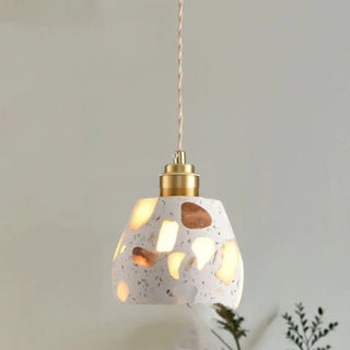 Suspension Terrazzo – Suspension Vintage | Luminaire en Pierre Durable avec Éclairage Ambiant Chaleureux