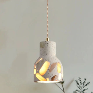 Suspension Terrazzo – Suspension Vintage | Luminaire en Pierre Durable avec Éclairage Ambiant Chaleureux